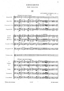 Concerto for Violin and Orchestra in A Minor, B.108 Op.53: Movement I by Antonín Dvořák