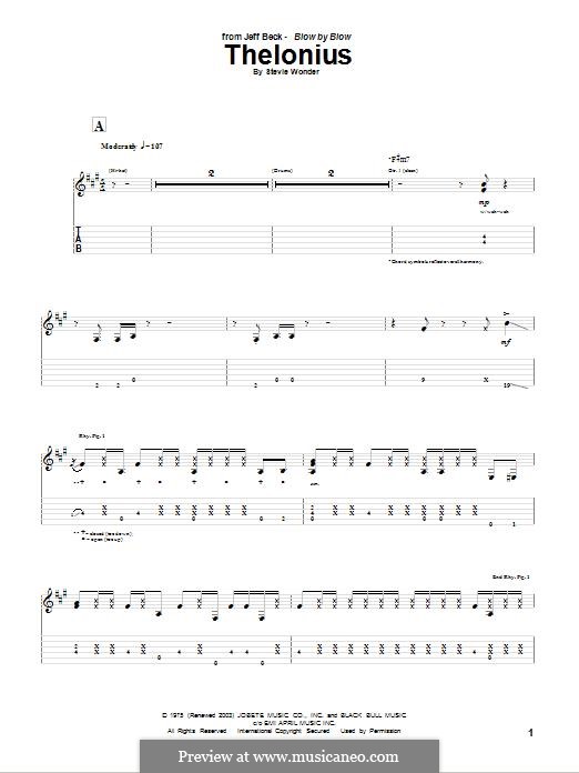 Thelonius: For guitar with tab by Stevie Wonder