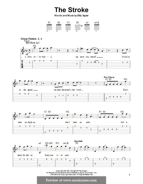 The Stroke: For guitar with tab by Billy Squier