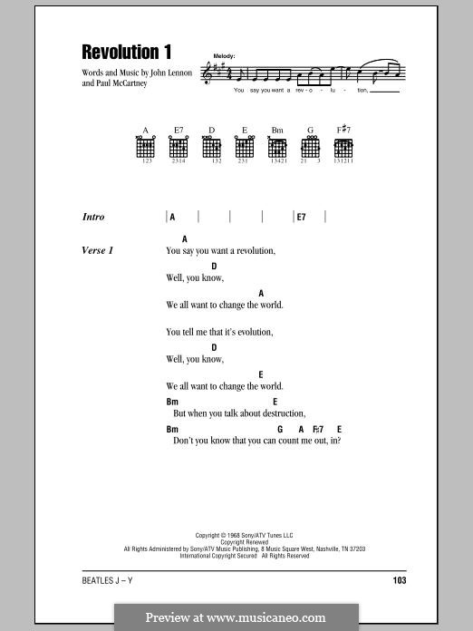 Revolution (The Beatles): Lyrics and chords by John Lennon, Paul McCartney