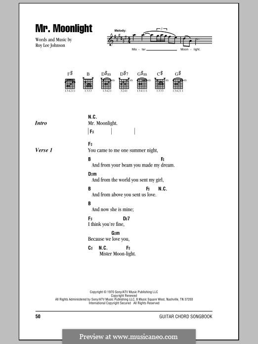 Mr. Moonlight (The Beatles): Lyrics and chords by Robert Leroy Johnson