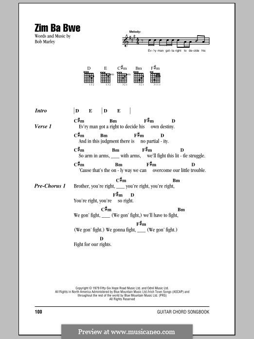 Zimbabwe: Lyrics and chords by Bob Marley