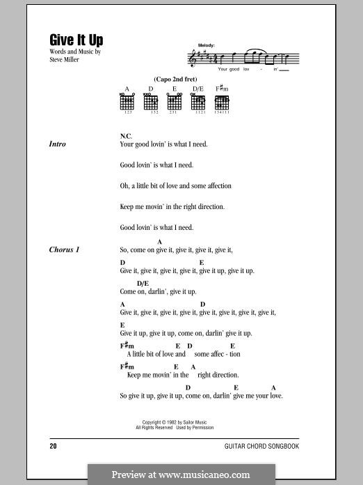 Give It Up (Steve Miller Band): Lyrics and chords by Steve Miller