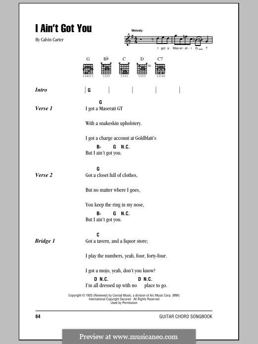 I ain't Got You: Lyrics and chords by Calvin Carter