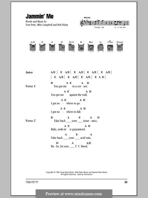 Jammin' Me (Tom Petty and The Heartbreakers): Lyrics and chords by Bob Dylan, Mike Campbell, Tom Petty