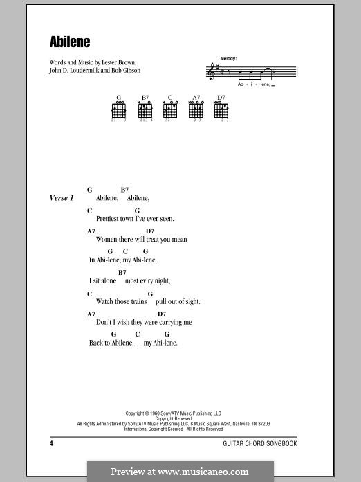 Abilene (George Hamilton IV): Lyrics and chords by John D. Loudermilk, Bob Gibson, Lester Brown