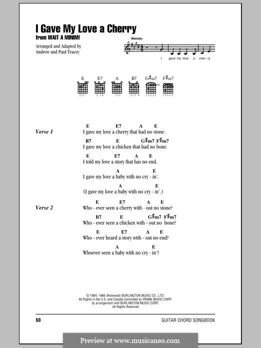 I Gave My Love a Cherry (The Riddle Song): Lyrics and chords by folklore