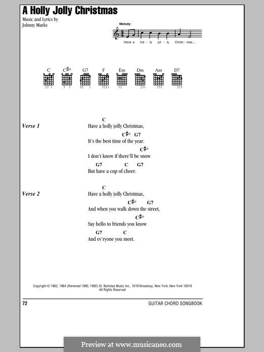 Vocal version: Lyrics and chords by Johnny Marks