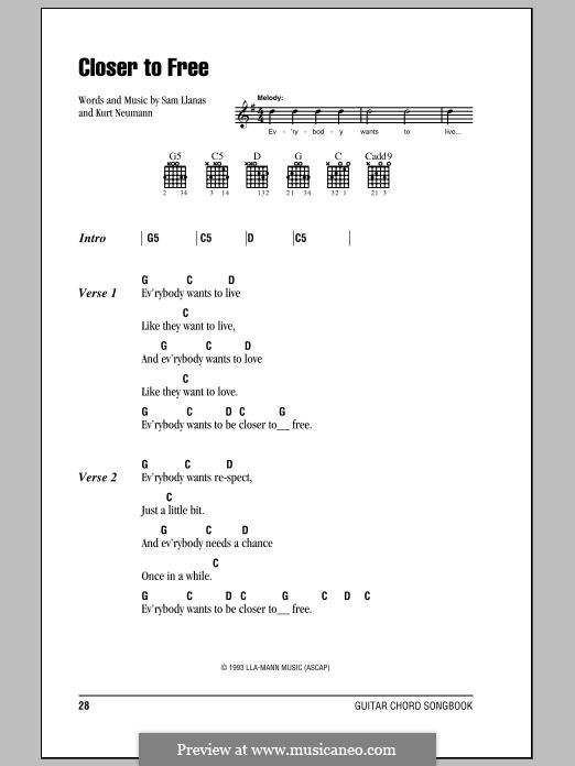 Closer To Free (BoDeans): Lyrics and chords by Kurt Neumann, Sam Llanas