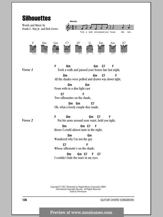 Silhouettes: Lyrics and chords by Bob Crewe, Frank Slay