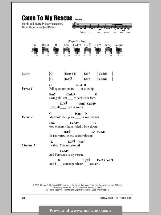 Came To My Rescue: Lyrics and chords by Marty Sampson, Joel Davies, Dylan Thomas