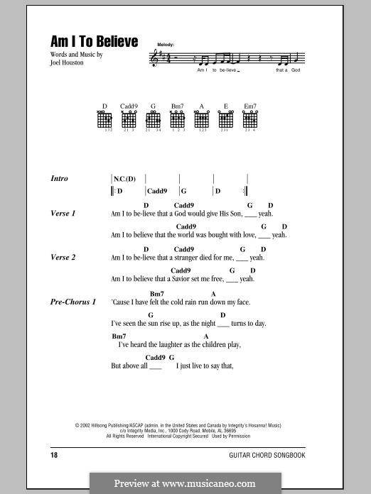 Am I To Believe (Hillsong United): Lyrics and chords by Joel Houston