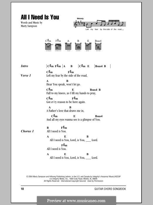 All I Need Is You (Hillsong United): Lyrics and chords by Marty Sampson