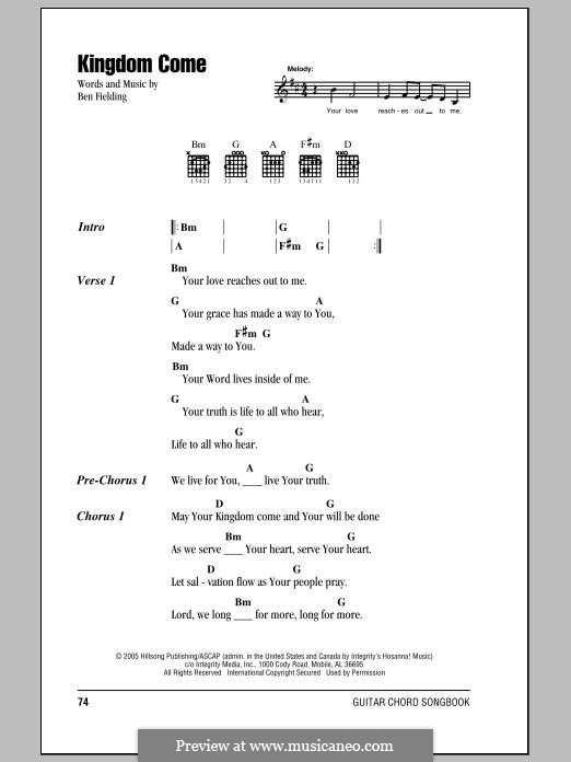 Kingdom Come (Hillsong United) by B. Fielding sheet music on MusicaNeo
