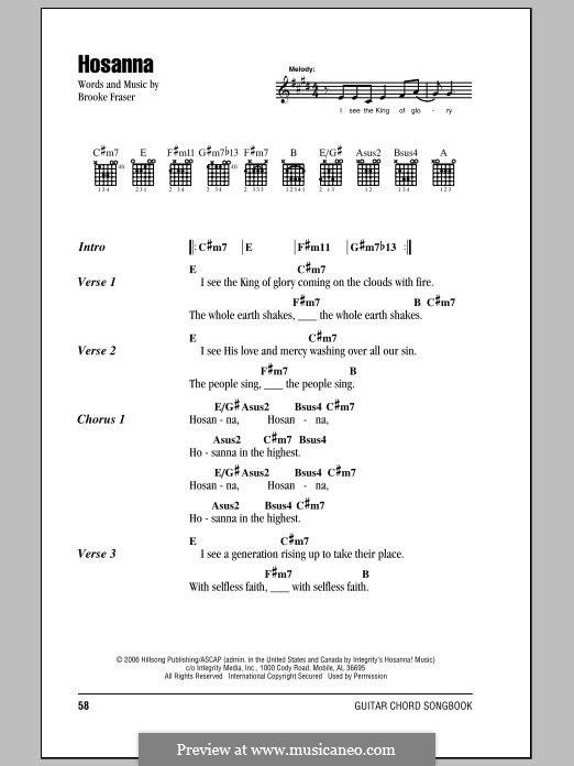 Hosanna: Lyrics and chords by Brooke Fraser