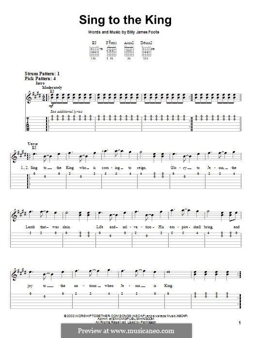 Sing to the King: For guitar with tab by Billy Foote