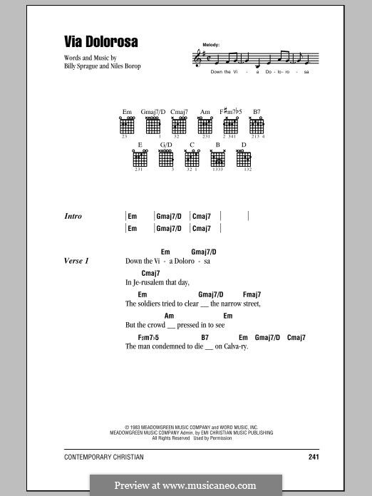 Via Dolorosa (Sandi Patty): Lyrics and chords by Niles Borop, Billy Sprague