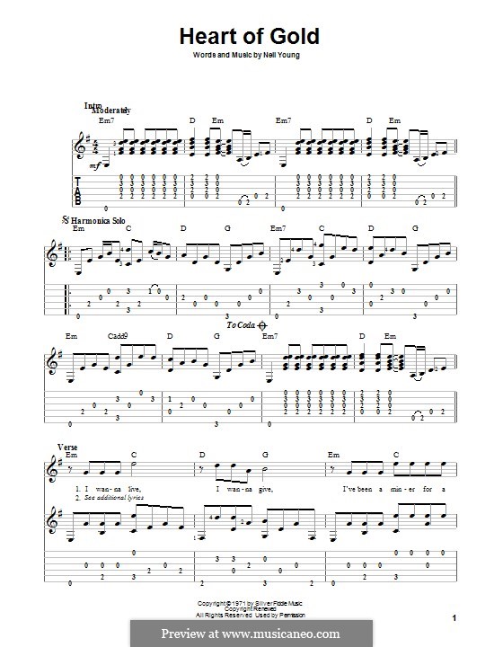 Heart of Gold: For guitar with tab by Neil Young