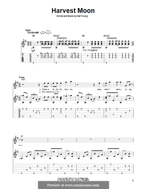 Harvest Moon: For guitar with tab by Neil Young