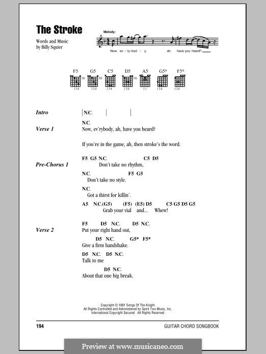 The Stroke: Lyrics and chords by Billy Squier