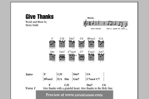 Give Thanks: Lyrics and chords by Henry Smith