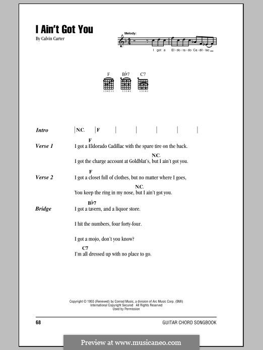 I ain't Got You: Lyrics and chords by Calvin Carter