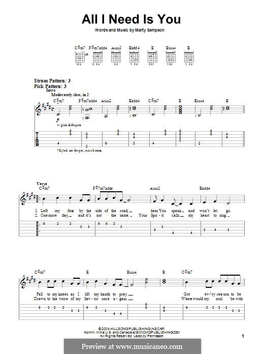 All I Need Is You (Hillsong United): For guitar with tab by Marty Sampson