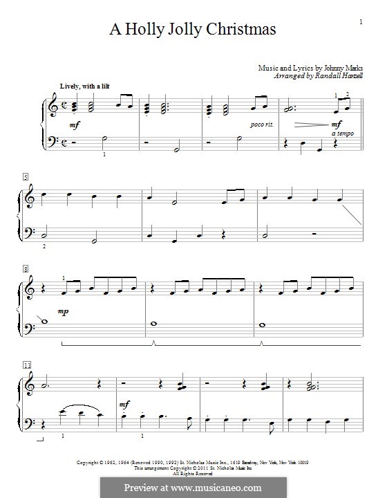 Piano version: For a single performer by Johnny Marks