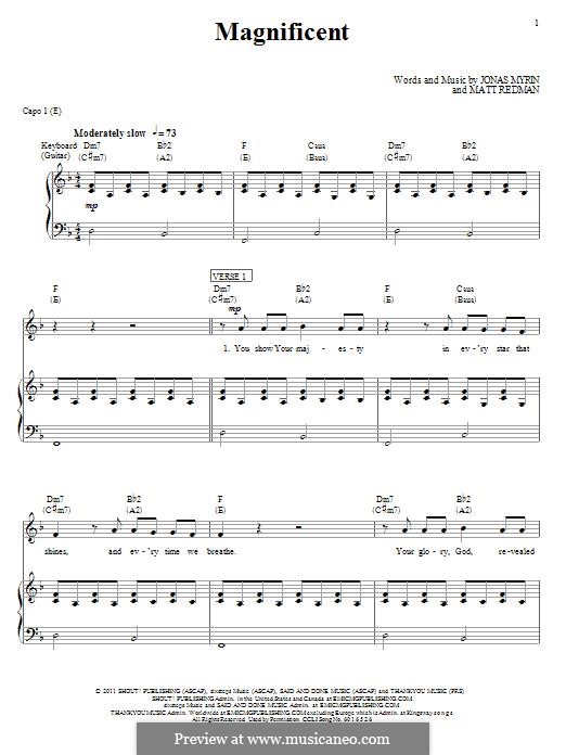 Magnificent: For voice and piano (or guitar) by Jonas Myrin, Matt Redman