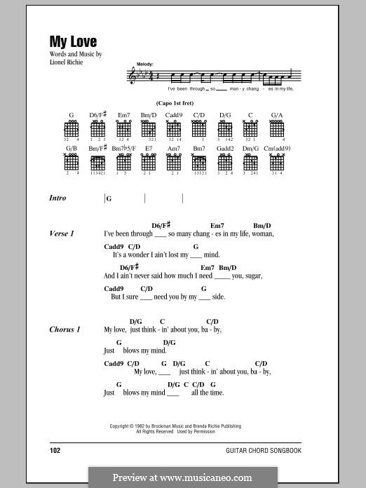 My Love: Lyrics and chords by Lionel Richie