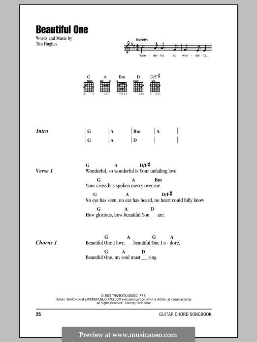 Beautiful One: Lyrics and chords by Tim Hughes