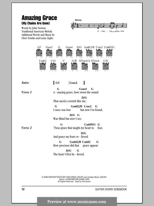 Amazing Grace (My Chains Are Gone): Lyrics and chords by Chris Tomlin, Louie Giglio