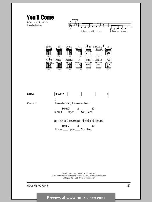 You'll Come: Melody line by Brooke Fraser