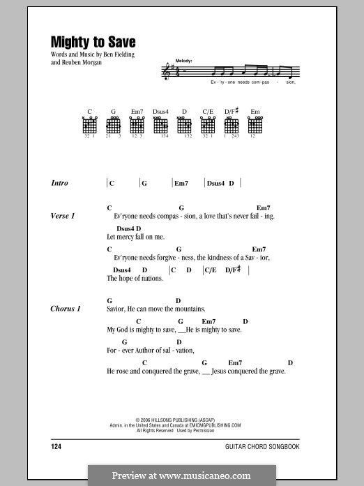 Mighty to Save (Hillsong UNITED): Lyrics and chords by Ben Fielding, Reuben Morgan