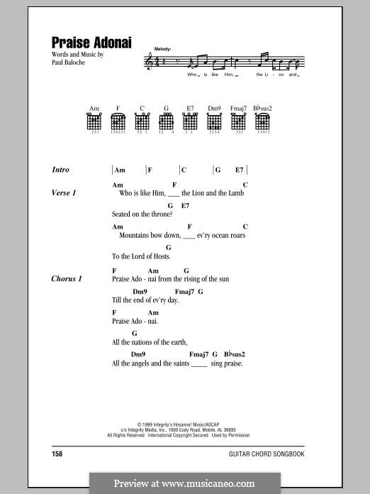 Praise Adonai: Melody line by Paul Baloche