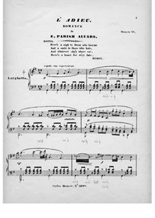 L'Adieu. Romance sans paroles, Op.68: L'Adieu. Romance sans paroles by Elias Parish-Alvars