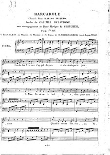 Barcarole for Voice and Piano: Barcarole for Voice and Piano by Giovanni Battista Perucchini