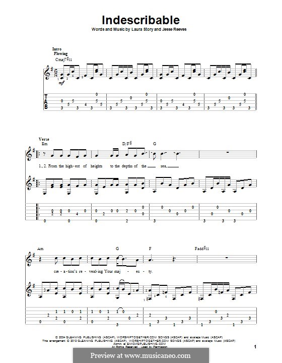 Indescribable (Avalon): For guitar with tab by Jesse Reeves, Laura Story