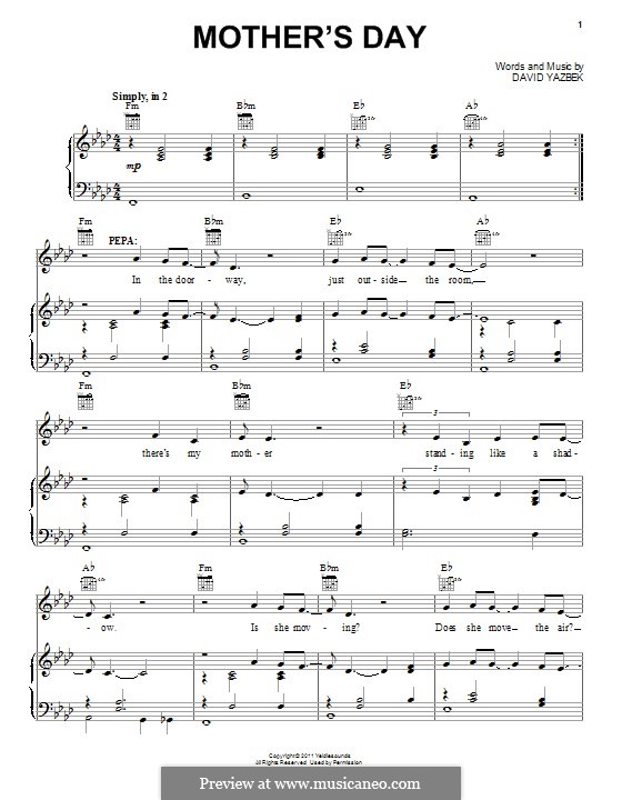 Mother's Day: For voice and piano (or guitar) by David Yazbek