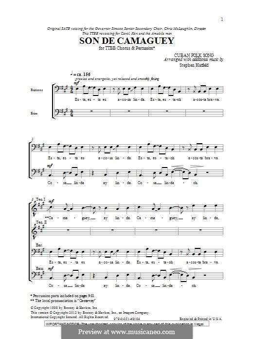 Son de Camaguey: For male choir by Stephen Hatfield