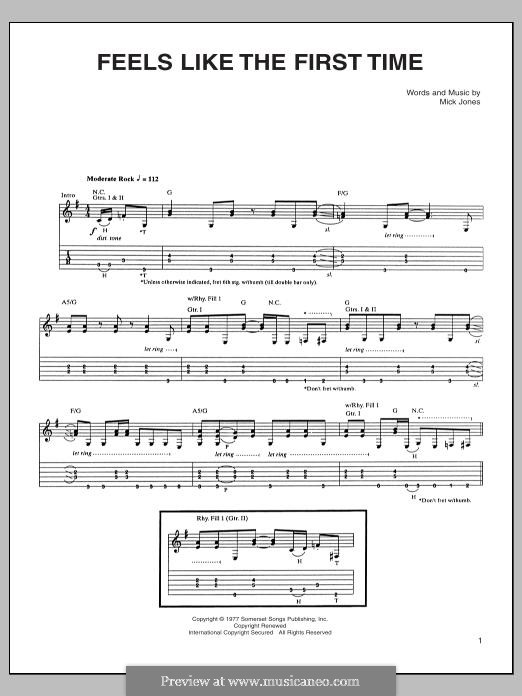 Feels Like the First Time (Foreigner): For guitar with tab by Mick Jones