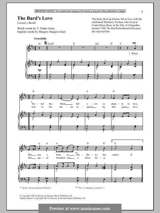 The Bard's Love: For voice and piano by Unknown (works before 1850)