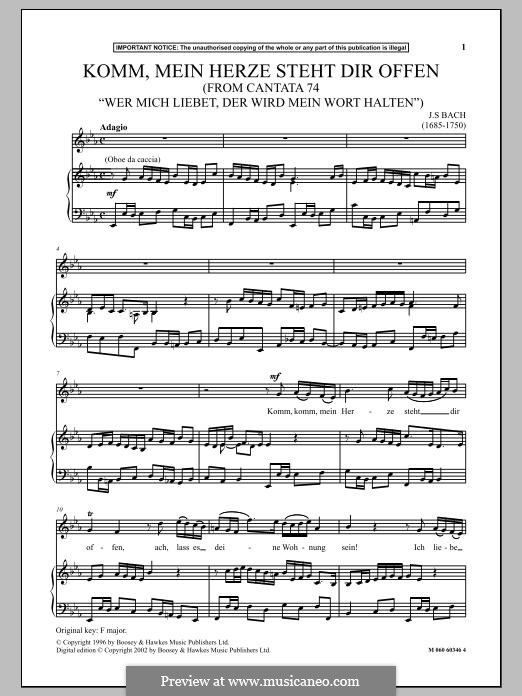 Wer mich liebet, der wird mein Wort halten, BWV 74: Komm, Mein Herze Steht Dir Offen by Johann Sebastian Bach