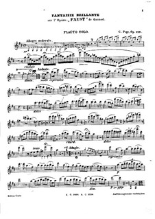 Fantasia Brilliant for Flute and Piano on 'Faust' by Gounod, Op.189: Solo part by Wilhelm Popp