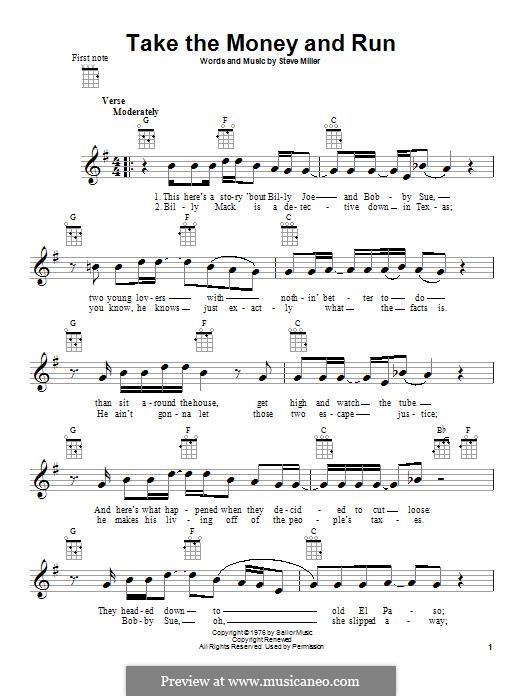 Steve Miller Band Take The Money And Run Lyrics Take the Money and Run (Steve Miller Band) by S. Miller on MusicaNeo