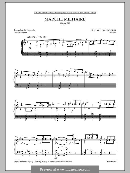 Marche Militaire, Op.20: For piano by Berthold Goldschmidt