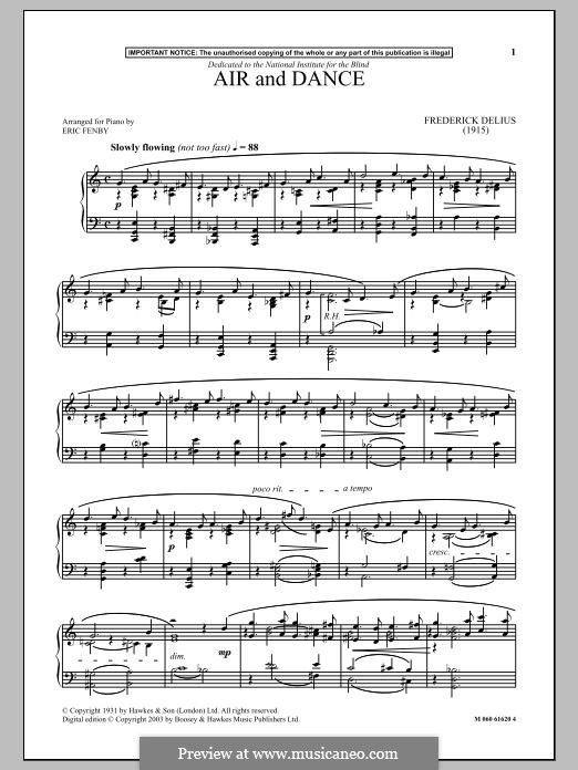 Air and Dance: For piano by Frederick Delius