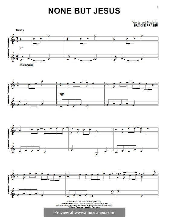 None But Jesus: For piano by Brooke Fraser