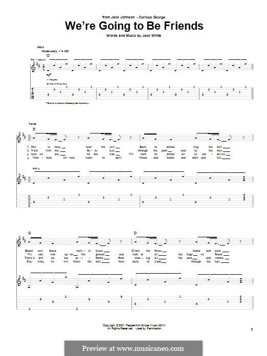 We're Going To Be Friends: For guitar with tab by Jack White