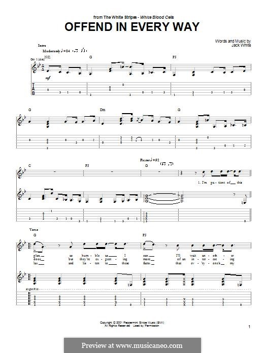 Offend in Every Way (The White Stripes): For guitar with tab by Jack White